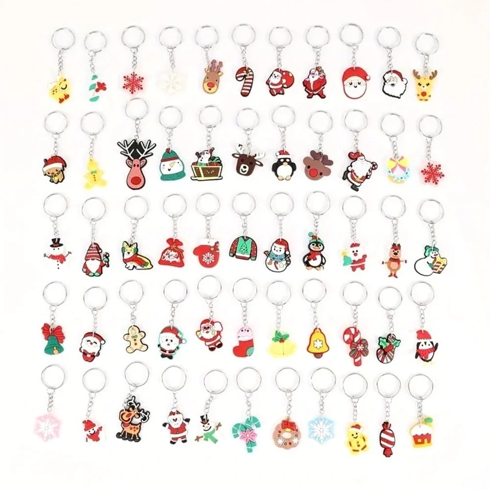 🔴 5 for $10 ONE Christmas Candy Cane Keychain Holiday Ring Key Chain